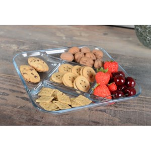 Plat 5 compartiments carré en verre