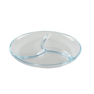 Plat 3 compartiments rond en verre