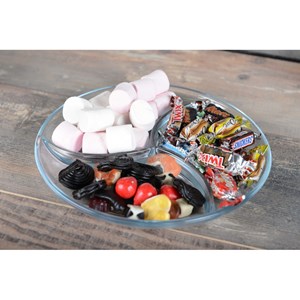 Plat 3 compartiments rond en verre