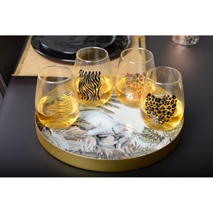 Plateau rond doré éléphant kenya