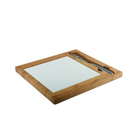 Planche à fromage en bambou et porcelaine avec couteau inox