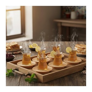 Tasses à thé soucoupe bois- lot de 6