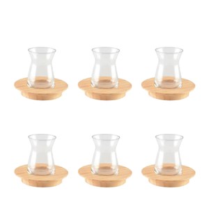 Tasses à thé soucoupe bois- lot de 6