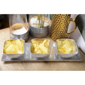 Set de 3 coupelles sur plateau en aluminium