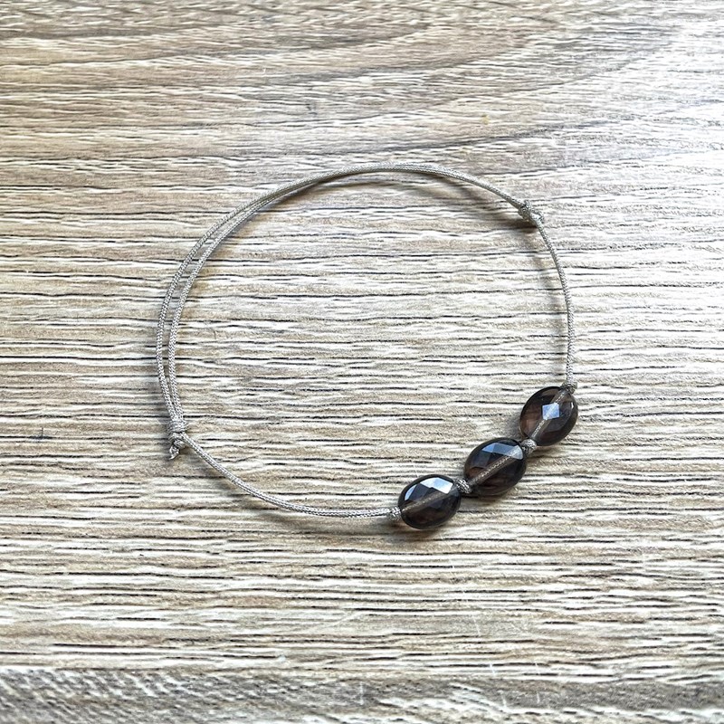 Ysie - Bracelet candy quartz fumé argenté