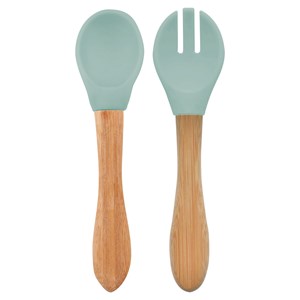 Set de couverts en silicone vert amande