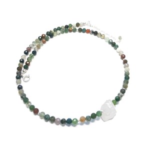 Collier agate mousse en argent 925