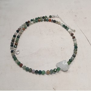 Collier agate mousse en argent 925