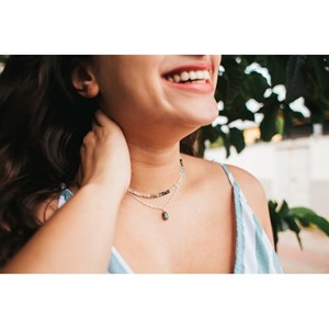 Collier verdes pierres naturelles argent