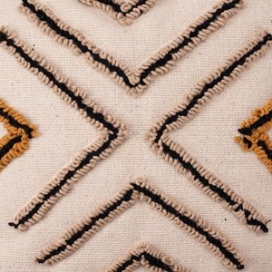 Coussin noir et beige avec franges 45...