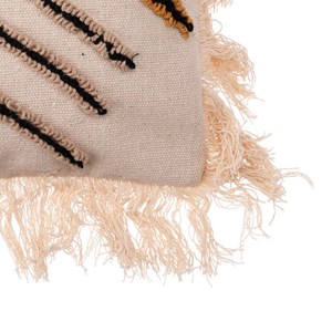Coussin noir et beige avec franges 45...