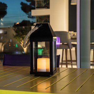 Lanterne photophore solaire noir chandely