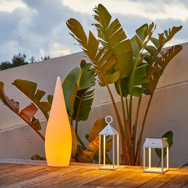 Lampadaire extérieur sans fil blanc classy