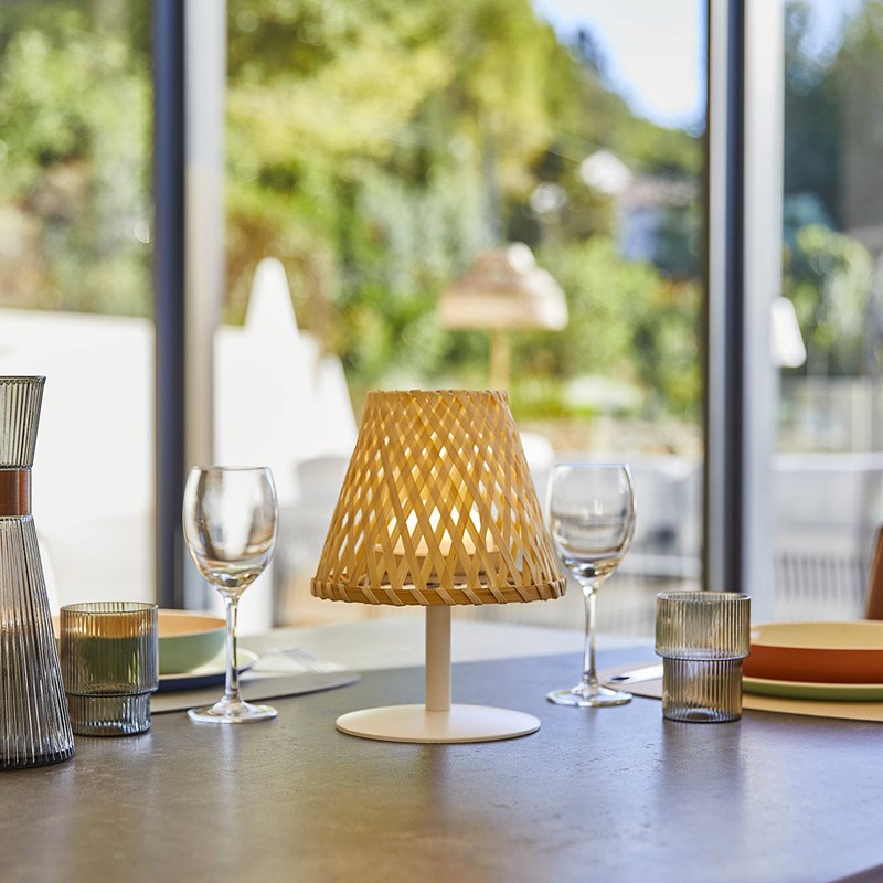 Lampe de table sans fil led beige ibiza