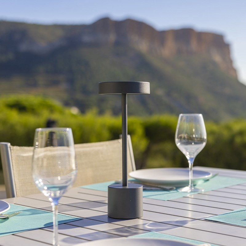 Lampe de table sans fil touch led gris roby