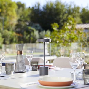 Lampe de table sans fil touch led gris roby