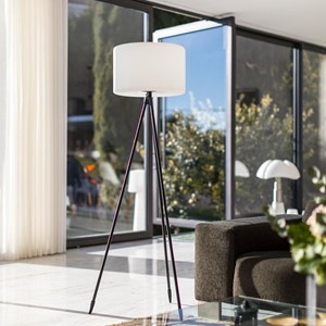 Lampadaire extérieur sans fil blanc tamboury
