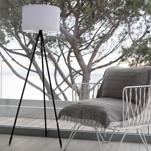 Lampadaire extérieur sans fil blanc tamboury