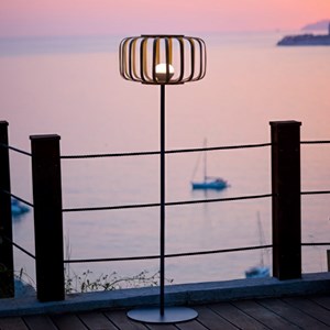 Lampadaire sans fil beige standy bambou
