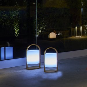 Lot de 2 lanternes sans fil led bois woody