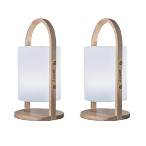 Lot de 2 lanternes sans fil led bois woody