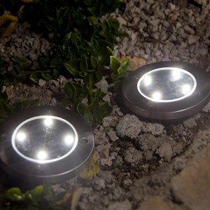 Lot de 8 spots solaires ronds argent decky