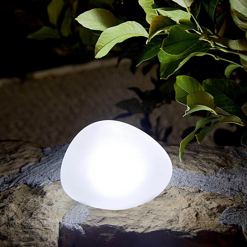 Lampe solaire décorative galet transparent solenzara
