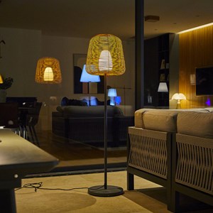 Lampadaire ext filaire bois boheme