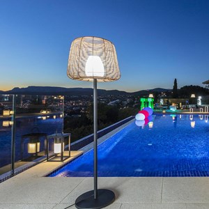 Lampadaire ext filaire bois boheme