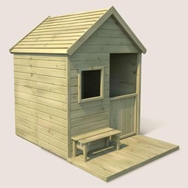 Cabane en bois traité avec terrasse et b