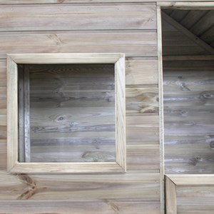 Cabane en bois traité avec terrasse et b