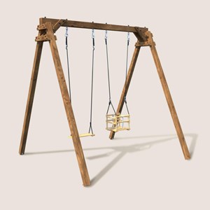 Portique en bois carré 2 agrès avec bala