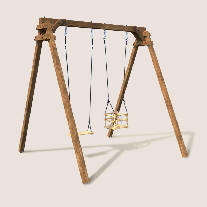 Portique en bois carré 2 agrès avec bala