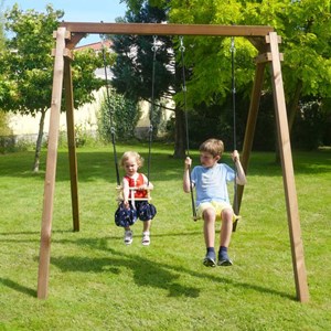 Portique en bois carré 2 agrès avec bala