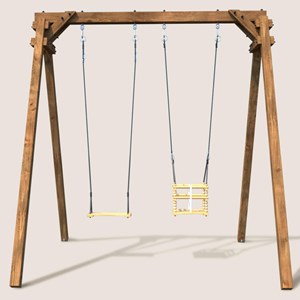 Portique en bois carré 2 agrès avec bala