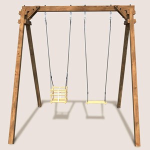 Portique en bois carré 2 agrès avec bala