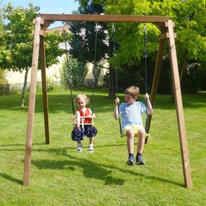 Portique en bois carré 2 agrès avec bala