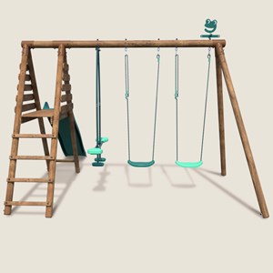 Portique en bois rond 3 agrès avec face