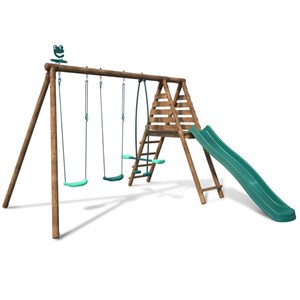 Portique en bois rond 3 agrès avec face