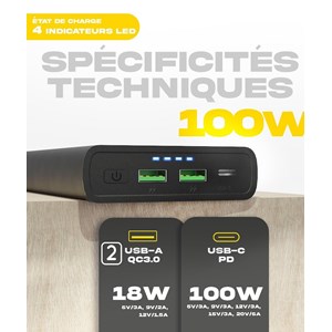 Batterie externe 100w pour ordinateurs