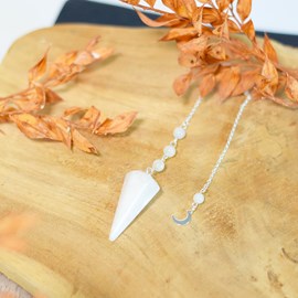 Pendule hexagonal pierre de lune et lune