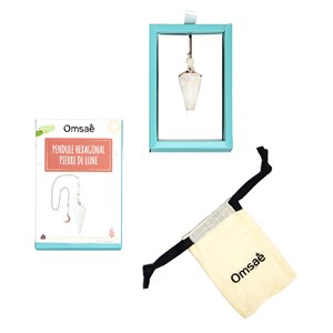 Pendule hexagonal pierre de lune et lune