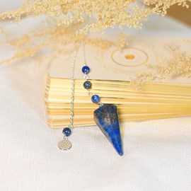 Pendule hexagonal lapis lazulli fleur
