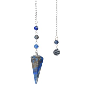 Pendule hexagonal lapis lazulli fleur