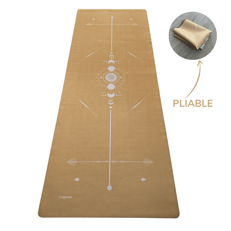 YOGOM - Tapis de yoga voyage totem jaune or