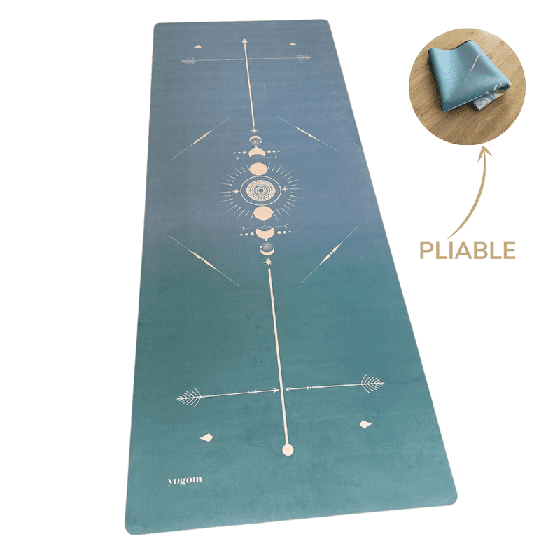 YOGOM - Tapis de yoga voyage totem vert d'eau