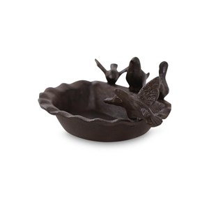 Abreuvoir 4 oiseaux fonte fonte marron -