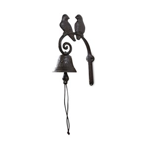 Cloche 2 oiseaux fonte fonte marron -