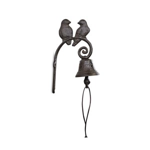 Cloche 2 oiseaux fonte fonte marron -