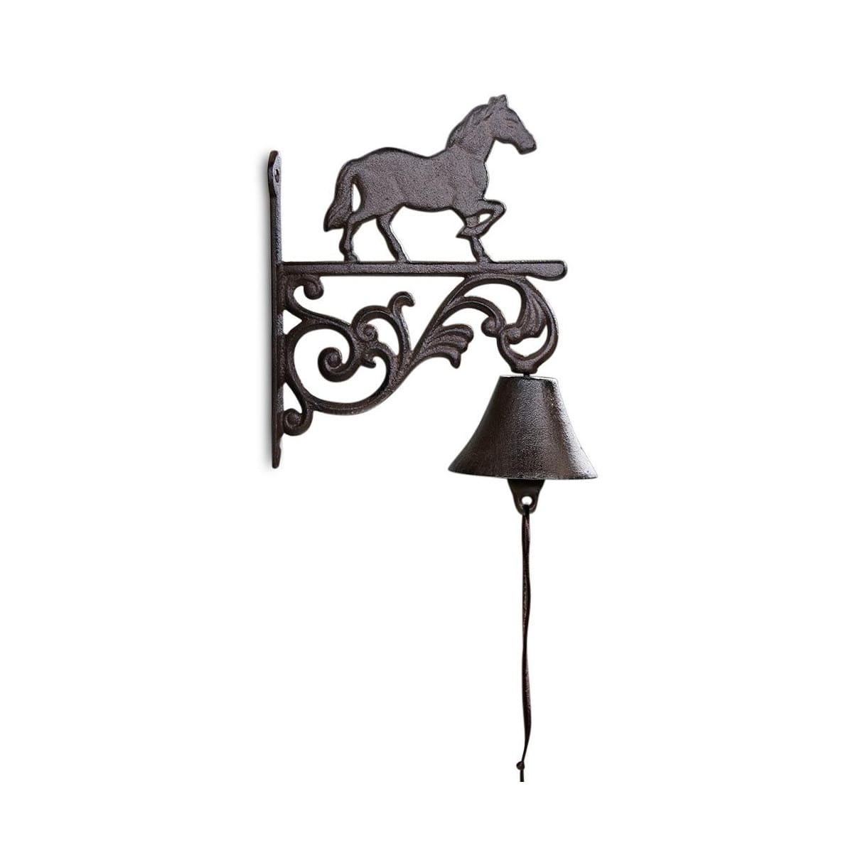 Cloche cheval fonte marron 19x11x25cm